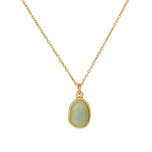 Irregular green aventurine pendant necklace with 18K gold plated titanium steel chain