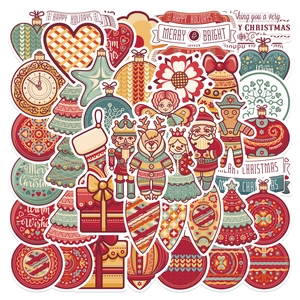 Christmas Cartoon Sticker Set Waterproof PVC Festive Decals For Laptop Luggage Guitar Santa Reindeer Gingerbread Decoration
