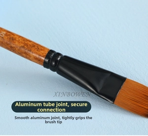 Detailed close-up of a size 10 flat nylon paintbrush with a secure black aluminum ferrule