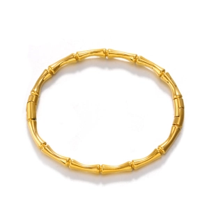 18K gold plated stainless steel bamboo design bracelet on a clean white background
