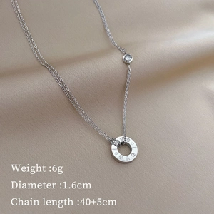 Detail of titanium steel double layer necklace with LOVE pendant and size specifications