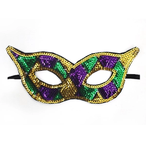 Carnaval pailletten masker Mardi Gras paars groen goud half gezicht feest oogmasker