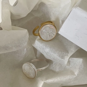 Minimalist 925 sterling silver open rings with vintage Maria relief in gold and silver
