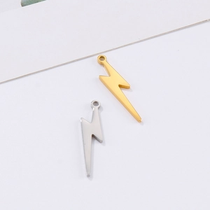 Retro stainless steel lightning bolt pendants in gold and silver for DIY jewelry making
