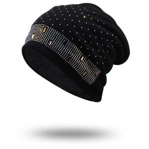 Slouchy Beanie Mütze Für Damen Warm Gefüttert Glitzernde Strasssteine Acryl Strick Turban Kappe Wintermode Kopfbedeckung