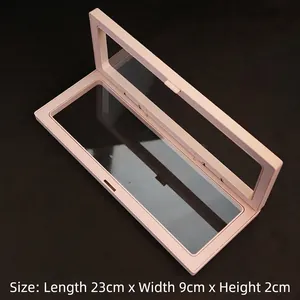 Pink PE film floating jewelry box 23x9x2cm for dustproof suspension display