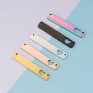 Heart Hollow Rectangular Bar Connector Pendants 304 Stainless Steel Jewelry Findings For DIY Necklace Bracelet Making