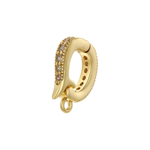 18K gold plated copper pearl clasp with cubic zirconia for DIY jewelry making