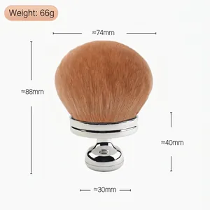 Professional mushroom shaped loose powder brush with silver zinc alloy handle and soft bristles