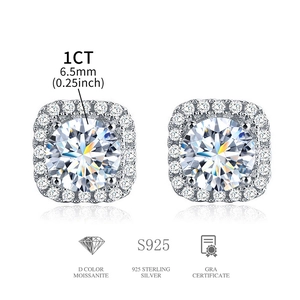 Luxury 1ct D-color moissanite stud earrings in S925 sterling silver with GRA certification