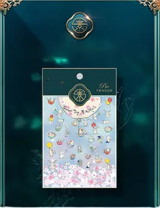 Detail view of TENSOR 5D rabbit and cherry blossom nail stickers in retail packaging