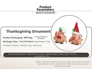 Detailed dimensions and polyester fabric texture of gingerbird Christmas ornaments
