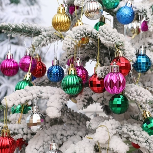Multicolor Plastic Electroplated Christmas Ball Ornaments Textured Christmas Tree Hanging Pendants For Holiday Party Home Decor