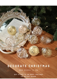 Elegant 6cm Christmas balls with glitter patterns in a cozy festive holiday setting