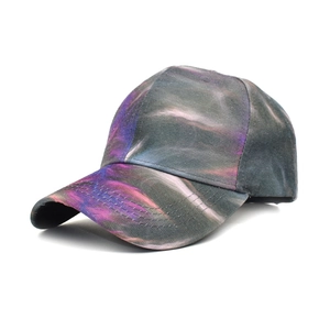 Women's tie-dye baseball cap with purple and pink star pattern, six-panel curved brim hat