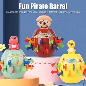 Set of pirate barrel game toys with dinosaur and chicken figures for kids' interaction