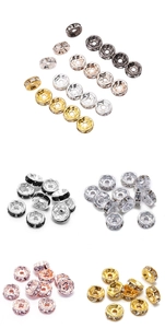 Sparkling crystal rondelle spacer beads in gold silver rose gold and black for DIY jewelry