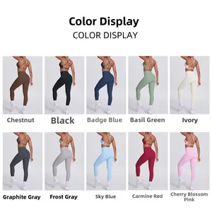 Présentation matricielle d'ensembles de yoga avec brassières croisées et leggings