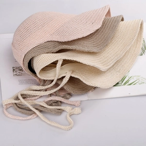 Multi-color knit sun bucket hats with adjustable chin straps for outdoor sun protection
