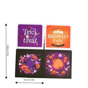 Detailed view of 3D Halloween card dimensions featuring pumpkin and ghost patterns