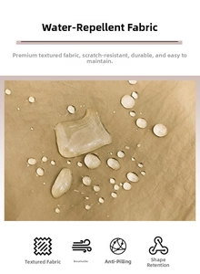 Detailed view of khaki water-repellent fabric with anti-scratch and breathable texture