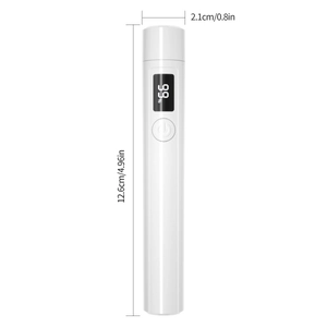 Portable handheld UV nail lamp with digital screen display showing 99% battery