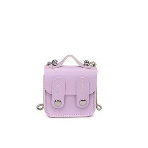 Mini sac à bandoulière lavande pour enfants avec chaîne argentée et poignée