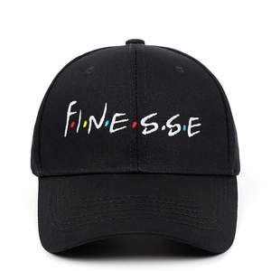 Unisex Cotton Baseball Cap Finesse Letter Embroidery Adjustable Strap Outdoor Sun Hat Streetwear Style Black