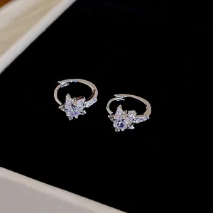 Élégantes boucles d'oreilles étoile en argent avec zircone cubique sur velours noir