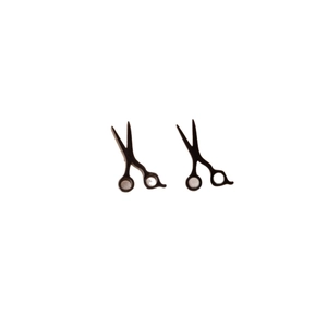 Minimalist stainless steel scissors shaped stud earrings with a sleek black finish