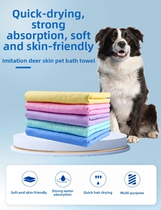 Absorbent synthetic chamois pet towels in five colors for quick-drying dogs and cats