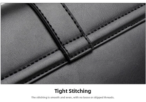 Detailed macro view of high-quality black leather with uniform and precise stitching