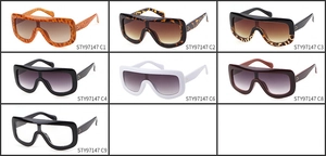 Detailed grid showing seven color variants of STY97147 oversized aviator sunglasses