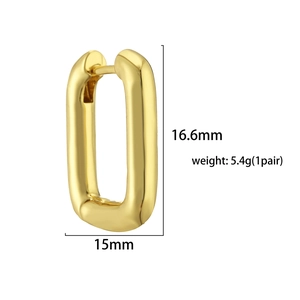 Detailed dimensions of gold U-shaped oval earrings with 16.6mm height and 15mm width