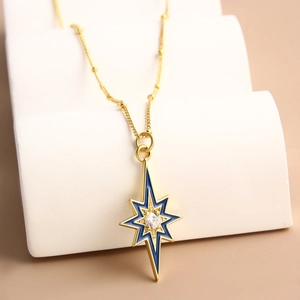 18K Gold Plated Copper Necklace Zirconia Star Moon Sun Lightning Shell Evil Eye Pendant Necklace Bohemian Jewelry For Women
