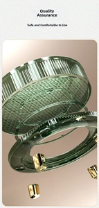 Detail of emerald green tiered rotating organizer with luxurious gold metal stand support