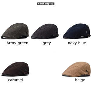British retro checked patchwork flat caps in five colors with metal buckle and logo