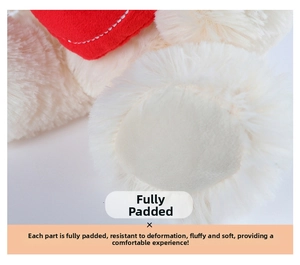 Close-up of soft white plush texture and stuffed detail of the teddy bear toy