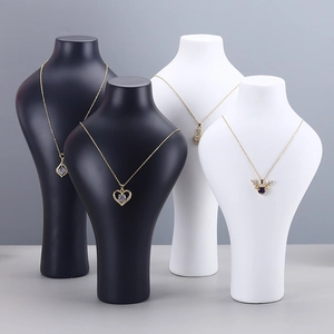 Minimalist portrait mannequin jewelry stands for necklace display in black and white matte
