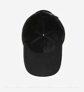 Detailed interior view of thermal winter baseball cap with six-panel structure and ear flaps