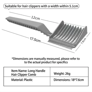 Peigne de dégradé gris professionnel pour hommes, outil de coupe de cheveux 18cm long