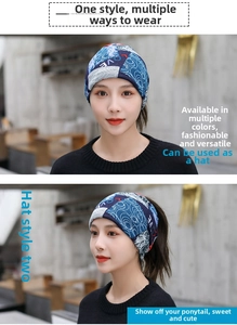 Dual-layer fleece neck gaiter for women showing beanie and ponytail headband styles