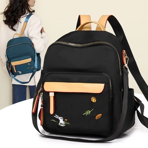 Zaino da Donna in Nylon con Ricamo Coniglio Zaino Casual Grande Capacità Leggero Zaino da Viaggio Urban Minimalist