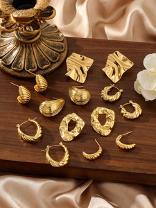 Set di orecchini vintage in acciaio inossidabile placcato oro 18 carats stile francese
