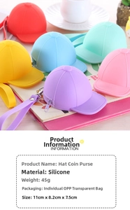 Detailed view of colorful silicone hat coin purses with zippers and wrist straps