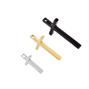 Polished stainless steel cross pendants in black, gold, and silver finishes for jewelry