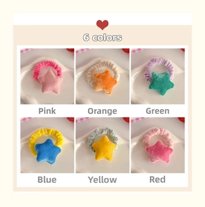 Set of 6 colorful plush star scrunchies with soft fabric and elastic hair bands