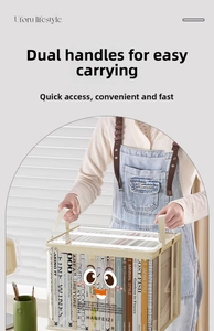 Close-up of transparent book storage bag with reinforced handles and large capacity