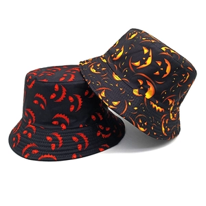 Lot de bobs d'Halloween avec imprimés citrouille orange et diable rouge en coton mat