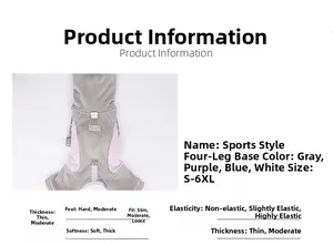 Sporty four-legged dog base layer detail showing slim fit grey-purple stretch fabric